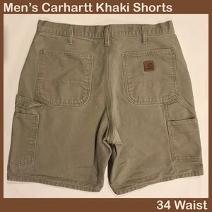 Men's Carhartt Khaki Cotton Work Shorts 34